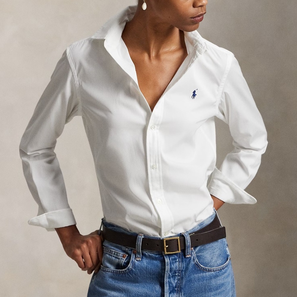 Polo Ralph Lauren Shirt White Button Down Long Sleeve Cotton Blouse Pony Logo 8